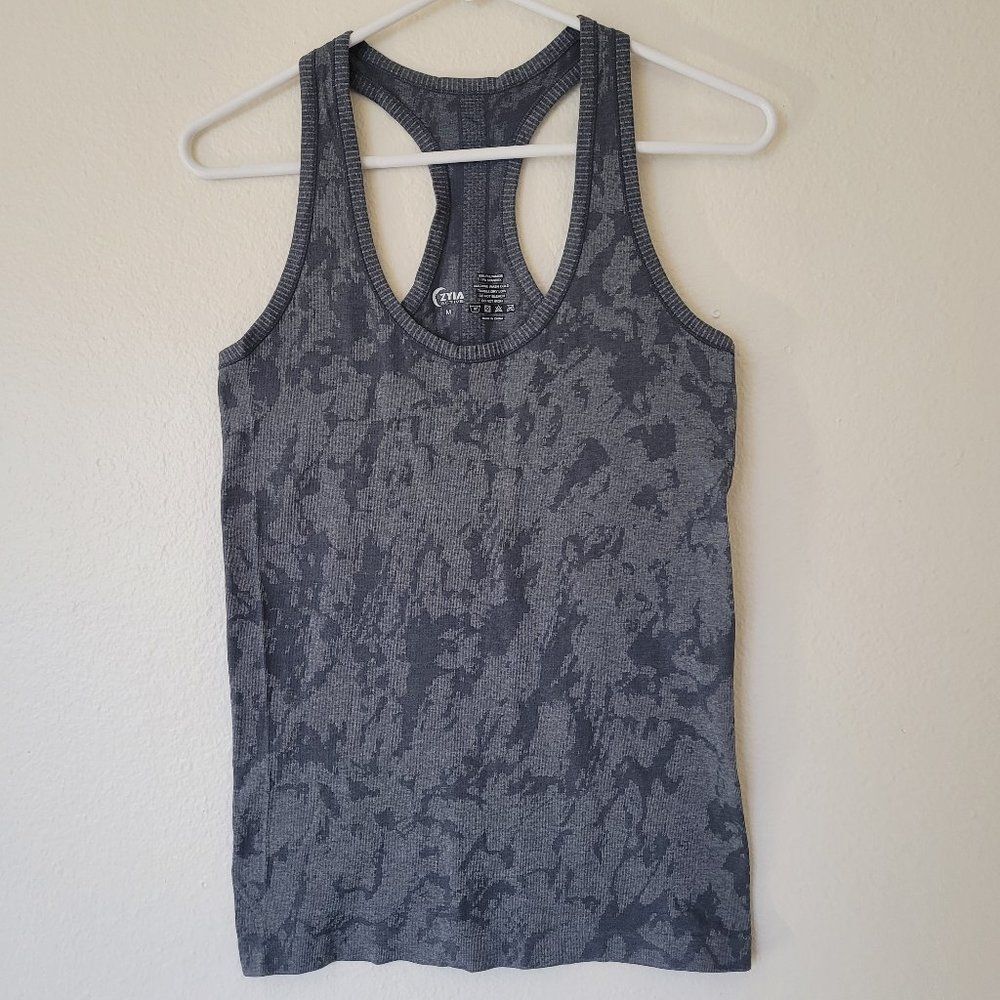 zyiya active gray textured work out stretch tank top